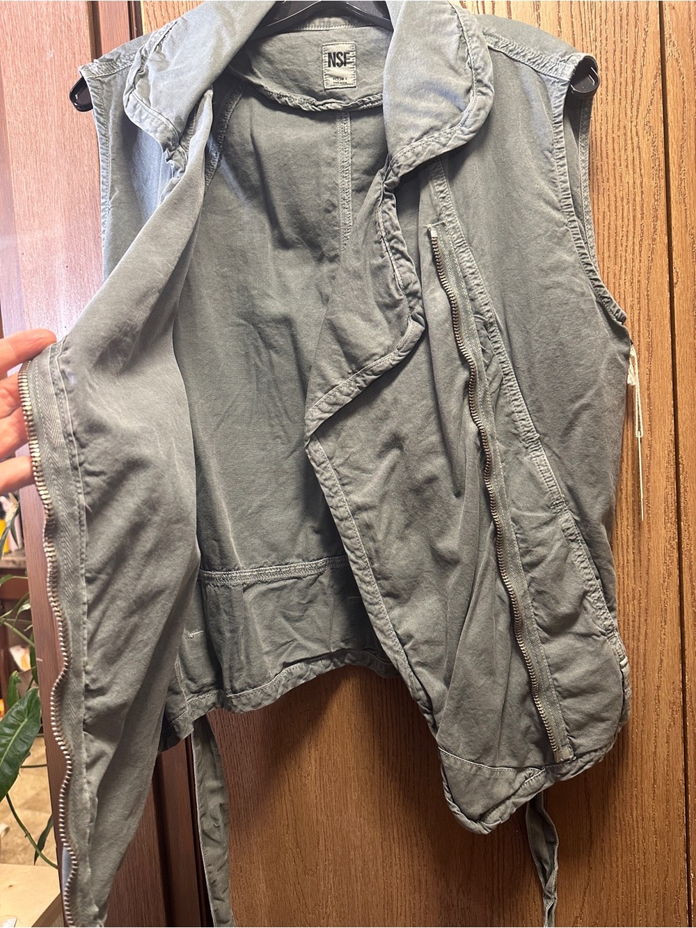 NSF Sage Green Misty Sleeveless Belted Utility Vest - Picture 5 of 10